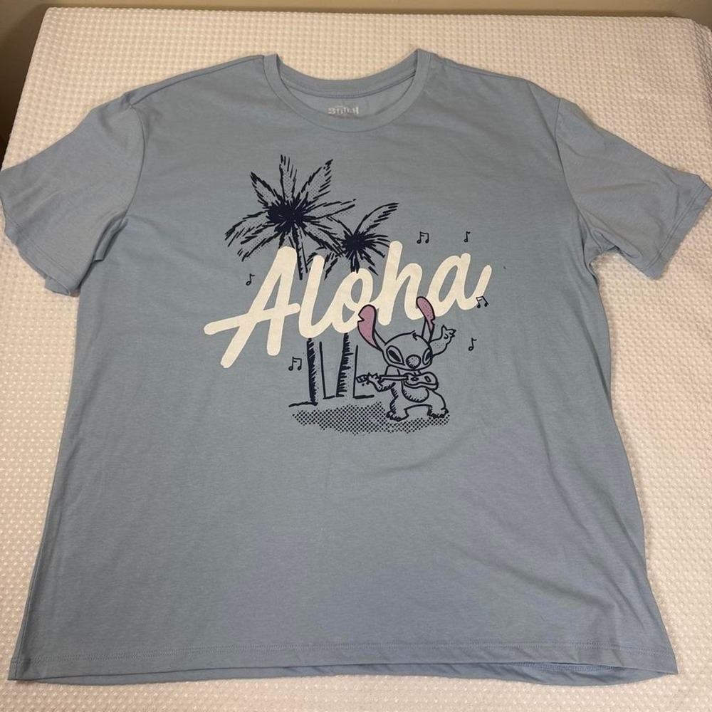 Disney Stitch‎ Graphic Tee Womens 3XL Blue Excellent Aloha Surfboard JT26165